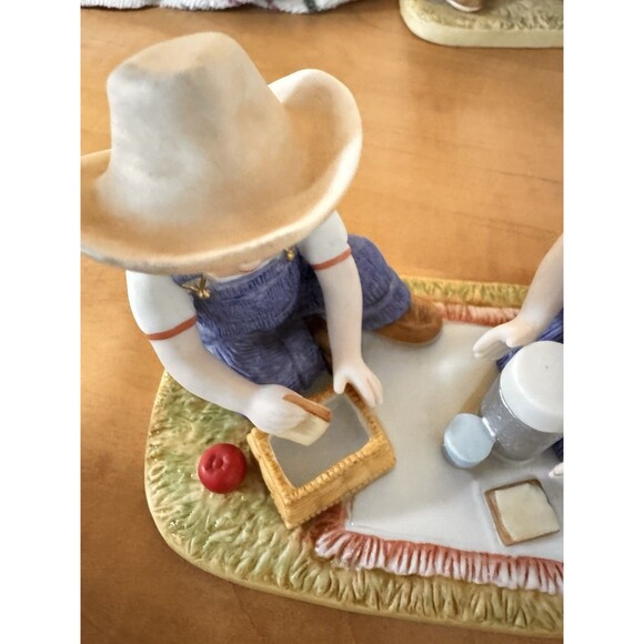 Home Interiors Gifts 1998 Denim Days "The Picnic #15321” picnic basket apple Kid - Picture 9 of 14